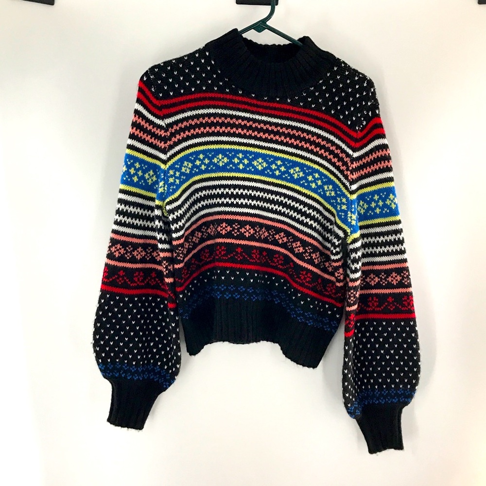NWT AE Fair-isle Bishop Sleeve Knit Sweater